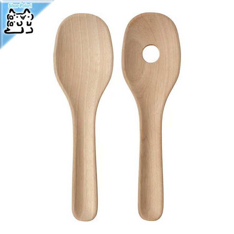 【 IKEA - イケア -】SKALLKNEKT -スカルクネクト- サラダサーバー2点セット バーチ無垢材 23 cm (706.045.01)