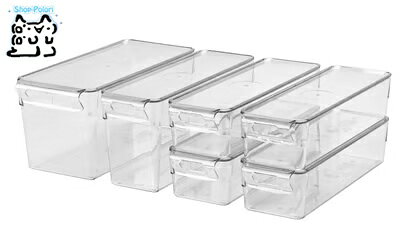 【 IKEA - イケア -】KLIPPKAKTUS クリップカクトゥス 収納ボックス 冷蔵庫用 6点セット, 透明(706.247.35)