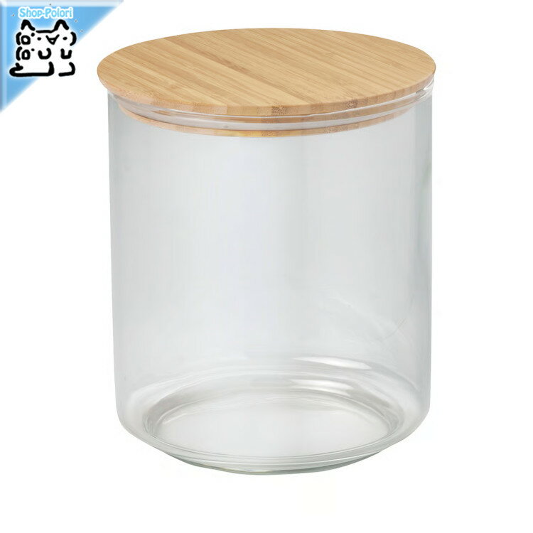 【 IKEA - イケア -】EKLATANT -エクラタント- ふた付き容器 クリアガラス/竹 2.3 L 15×17 cm (106.087.57)