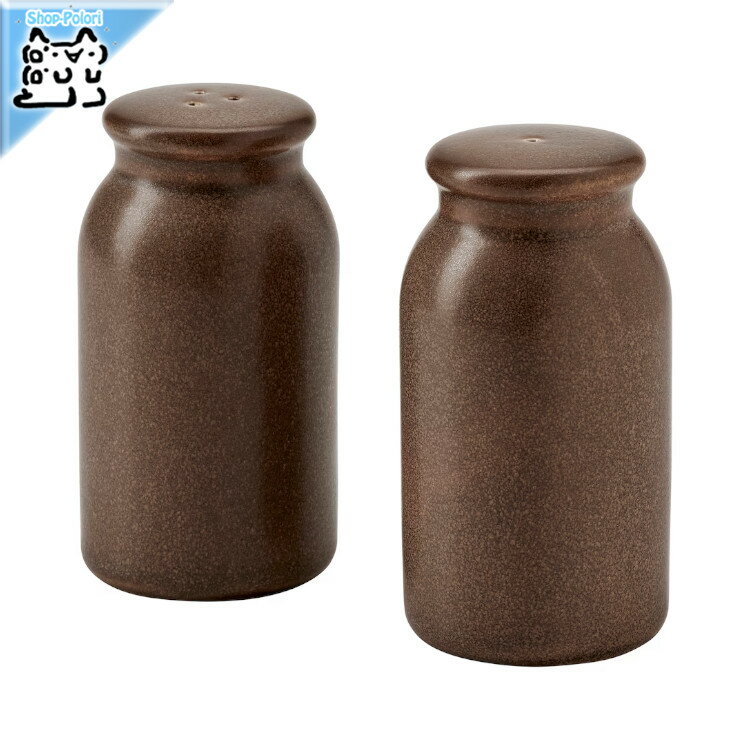 【IKEA - イケア -】BRUGDHAJ -ブルグドハイ- 塩コショウ入れ2点セット ブラウン 9 cm (805.962.37)