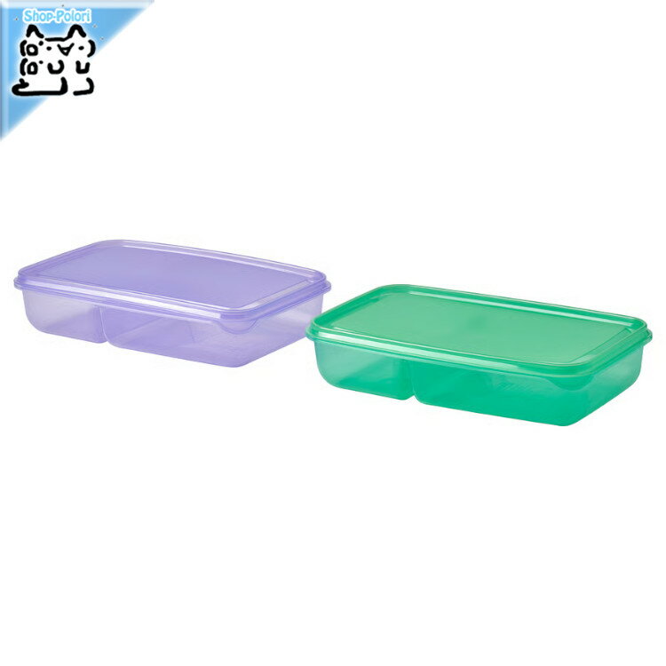 【 IKEA - イケア -】PRUTA -プルータ- サンドイッチ保存容器 ふた付き ライラック/グリーン 22x14x5 c..