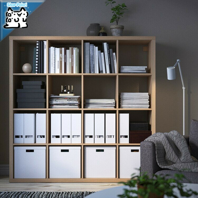 【 IKEA - イケア -】KALLAX -カラックス- シェルフユニット ホワイトステインオーク調 147x147 cm (503.629.18)のサムネイル