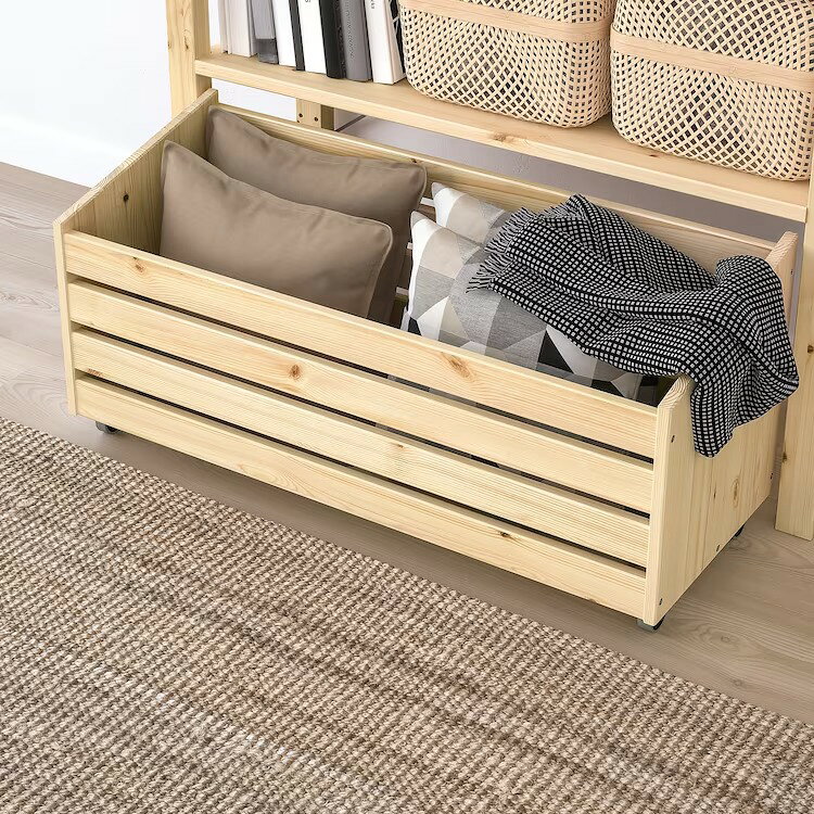 【 IKEA - イケア -】IVAR -イーヴァル- 収納ボックス キャスター付き パイン材 78x30 cm (404.871.41) [3]