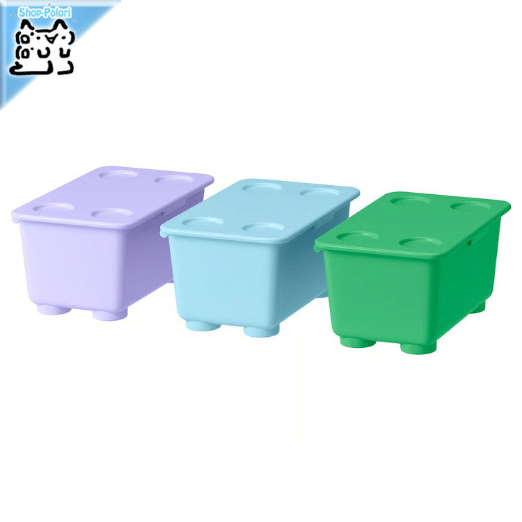 樂天商城 - 【 IKEA - イケア -】GLIS -グリース- ふた付きボックス グリーン/ライラック/ブルー 17x10 cm 3 ピース (806.041.19)