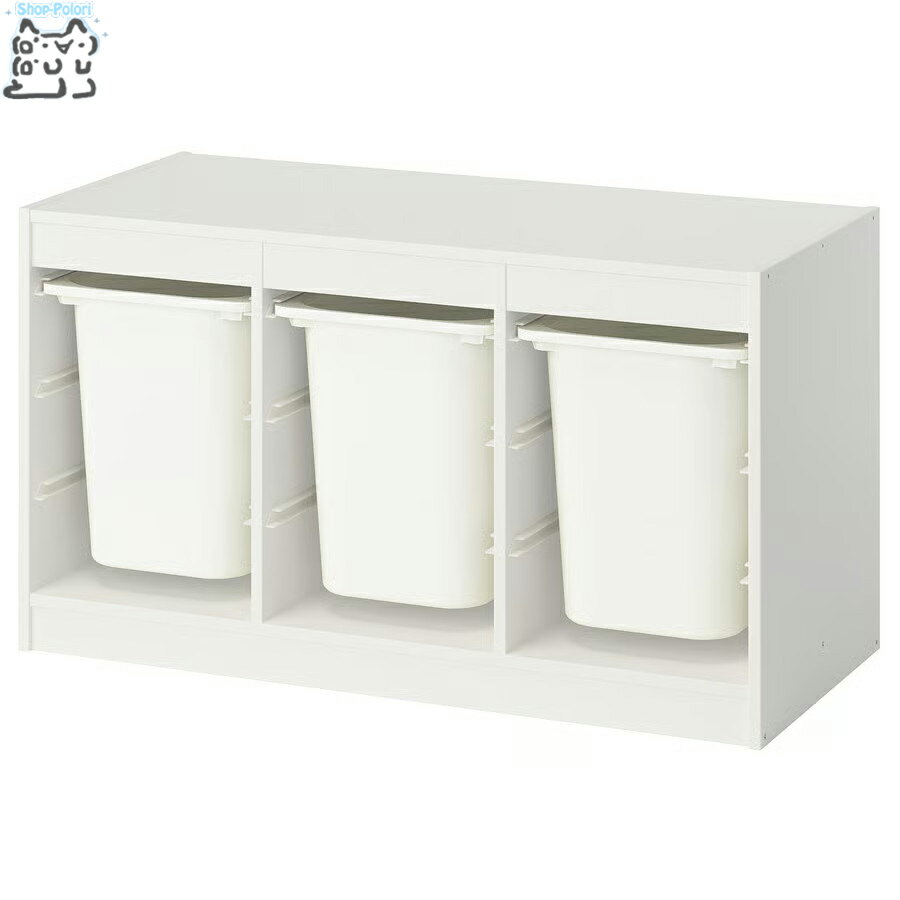 For Nursery - 【 IKEA - イケア -】TROFAST - トロファスト - 収納コンビネーション BOX付き 組み合わせ収納 オープン収納 棚 / ホワイト / ホワイトBOX 99x44x56 cm (095.845.40) 横置きタイプ