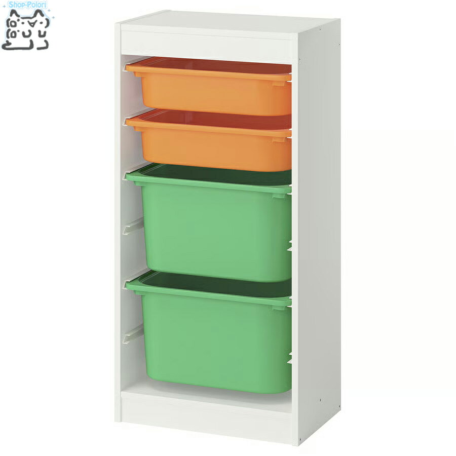 樂天商城 - 【 IKEA - イケア -】ikea チェスト TROFAST -トロファスト- 収納コンビネーション BOX付き 組み合わせ収納 オープン収納 棚 ホワイト / マルチカラーBOX 46x30x95 cm (095.848.42)