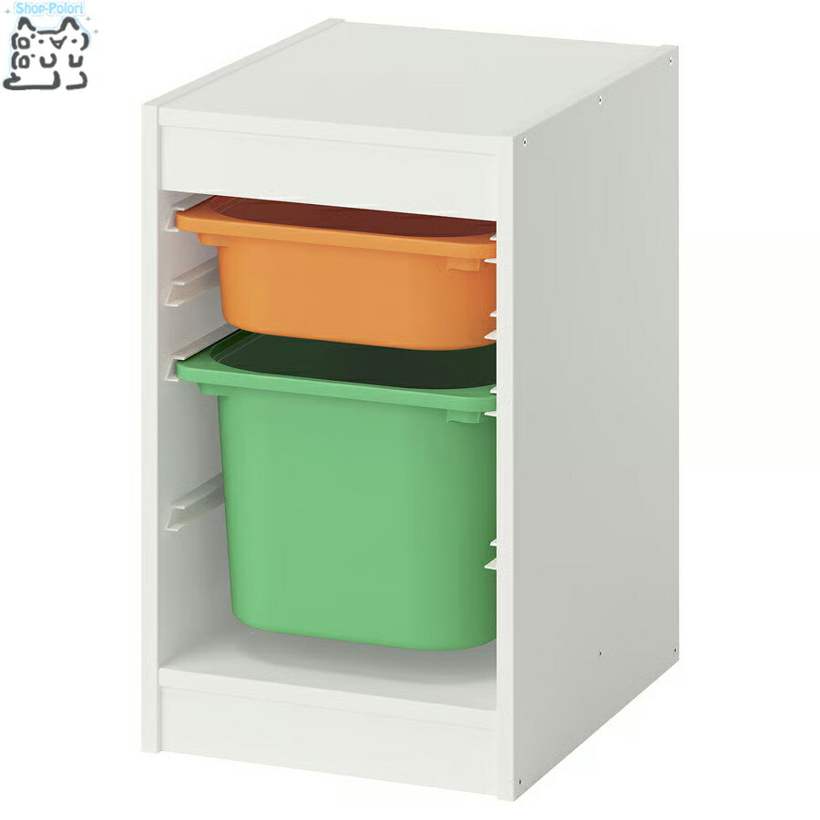 For Nursery - 【 IKEA - イケア -】TROFAST - トロファスト - 収納コンビネーション BOX付き 組み合わせ収納 オープン収納 棚 / ホワイト / マルチカラーBOX 34x44x56 cm (295.840.25) サイドテーブル