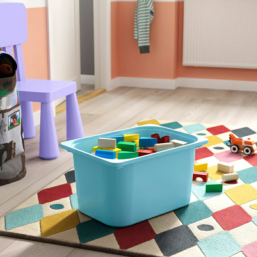 【 IKEA - イケア -】TROFAST - トロファスト - 収納コンビネーション BOX付き 組み合わせ収納 オープン収納 棚 / ホワイト / ライトブルーBOX 99x44x95 cm (496.130.98) [3]