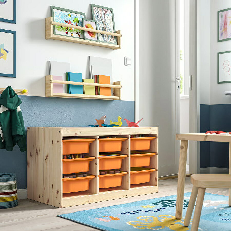【 IKEA - イケア -】TROFAST - トロファスト - 収納コンビネーション BOX付き 組み合わせ収納 オープン収納 棚 / パイン/オレンジ 93x44x53 cm (695.845.42) [2]
