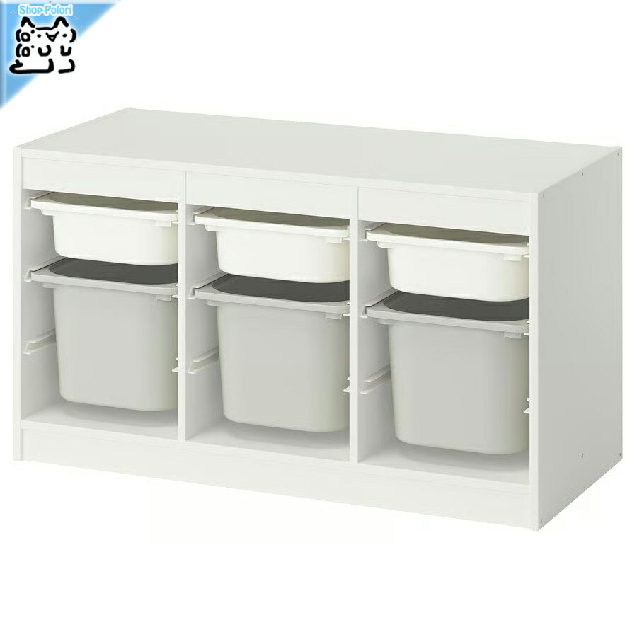 For Nursery - 【 IKEA - イケア -】TROFAST - トロファスト - 収納コンビネーション BOX付き 組み合わせ収納 オープン収納 棚 / ホワイト / マルチカラーBOX 99x44x56 cm (795.845.32) 横置きタイプ