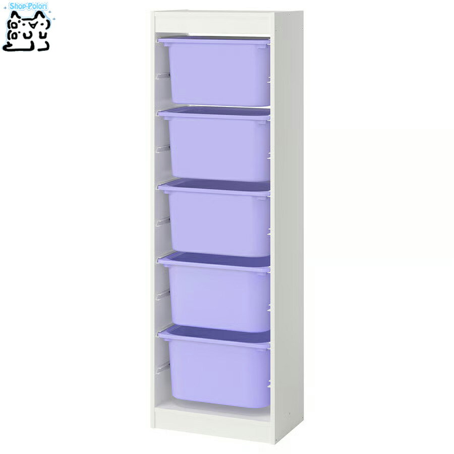 樂天商城 - 【 IKEA - イケア -】TROFAST - トロファスト - 収納コンビネーション BOX付き 組み合わせ収納 オープン収納 棚 / ホワイト / ライラックBOX 46x30x146 cm (795.853.53) ハイタイプ