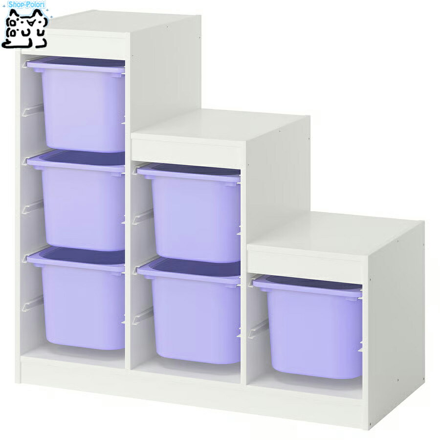 【 IKEA - イケア -】TROFAST - トロファスト - 収納コンビネーション 多段フレーム (階段型) BOX付き 組み合わせ収納 オープン収納 棚 / ホワイトフレーム / ライラックBOX 94x44x91 cm (895.844.66) 引き出し チェスト シェルフ 子ども部屋やその他のスペースをすっきり整理できるうえ、さっと手が届く棚にすべてのものをかたづけられる収納コンビネーション。 ルームディバイダーとしても機能し、睡眠エリアと遊びエリアを分けるのに便利です BOX単体で持ち運びできるので、移動や持ち運びもスムーズにできます。 階段型なので、上部の使い方を工夫すれば色々な収納スペースになりますね！ ■商品詳細■ ブランド IKEA 素材 フレーム パーティクルボード, ペーパーフォイル, プラスチックエッジ 収納ボックス ポリプロピレン レール: ポリプロピレン 商品の大きさ 奥行き: 44 cm/ 高さ: 95 cm/ 幅: 99 cm この商品は組み立てが必要です 家具の高さが60cmを超える場合は、お子さまがよじ登ったりぶら下がったりしても転倒しないよう、付属の安全金具で壁にしっかりと固定してください 壁の材質により使用できるネジの種類が異なるため、専用の取り付けネジは含まれていません。壁の材質に適したネジをご使用ください。 主な特徴 子ども部屋にあるすべてのおもちゃやその他のものを整理整頓するための完璧な収納ソリューション 遊び心いっぱいの頑丈な収納シリーズ。おもちゃの収納と整理にぴったりです 子どもの身長に合わせた低めの収納ソリューション。小さなお子さまでもおかたづけが簡単にできます さまざまな色のプラスチック製ボックスが遊び心を部屋にプラスします フレームはガイドレール付き。ボックスや棚板を好きな高さに取り付けられます。いつでも取り付け位置を変更できます 中身を汚れやホコリから守りたいときは、別売りのTROFAST/トロファスト ふたを組み合わせられます 屋内使用推奨 食品に接触する製品として承認されていません お手入れ方法 きれいな布でから拭きしてください ■お届け状態■ 簡易梱包で発送いたします ※梱包に使用済みのダンボール紙などを再利用する場合、また化粧箱に送付状を直接貼付する場合ございますので予めご了承ください ※ご注意※ ※IKEA商品に関しまして※ IKEA商品に関しましては、納品書などは添付しておりません。 納品書、領収書が必要な場合、お問い合わせいただきましたら別途郵送にてお送りいたします。 ※製品の開梱・組み立てについて 組み立てが必要な商品の組み立て不備、組み立て不備による使用に際しての事故、及び商品の破損については保証外となります。 ※ご注文時のタイミングで在庫切れ、廃盤となっている場合がございます。その場合発送までにお時間を頂く場合、またご注文を一度キャンセルさせて頂く事がございます【 IKEA - イケア -】TROFAST - トロファスト - 収納コンビネーション 多段フレーム (階段型) BOX付き 組み合わせ収納 オープン収納 棚 / ホワイトフレーム / ライラックBOX 94x44x91 cm (895.844.66) 引き出し チェスト シェルフ