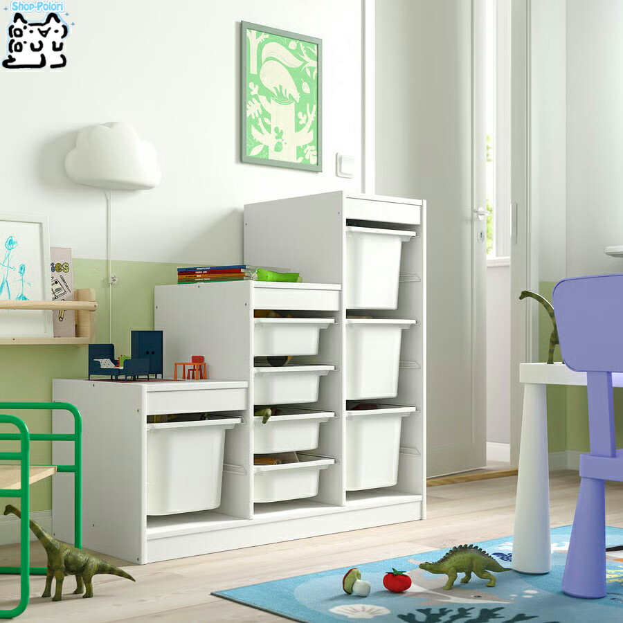 For Nursery - 【 IKEA - イケア -】TROFAST - トロファスト - 収納コンビネーション 多段フレーム (階段型) BOX付き 組み合わせ収納 オープン収納 棚 / ホワイト / ホワイトBOX 99x44x95 cm (895.844.85)