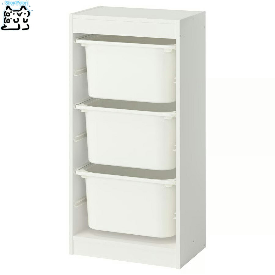 樂天商城 - 【 IKEA - イケア -】ikea チェスト TROFAST -トロファスト- 収納コンビネーション BOX付き 組み合わせ収納 オープン収納 棚 ホワイト / ホワイトBOX 46x30x95 cm (895.848.62)