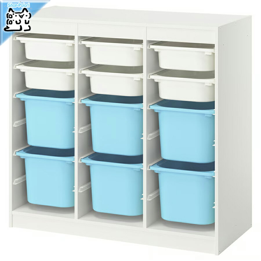 【 IKEA - イケア -】TROFAST - トロファスト - 収納コンビネーション BOX付き 組み合わせ収納 オープン収納 棚 / ホワイト / マルチカラー 99x44x95 cm (896.131.19)