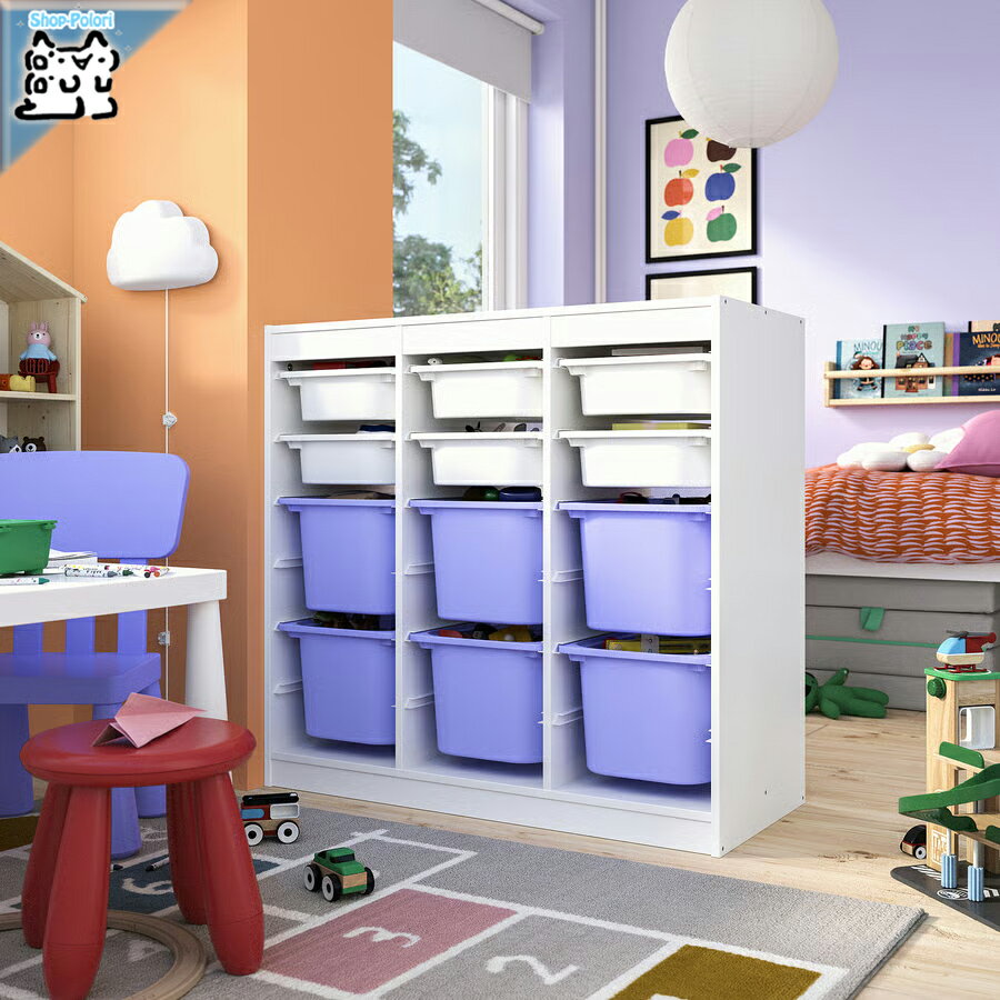 衣櫃 - 【 IKEA - イケア -】TROFAST - トロファスト - 収納コンビネーション BOX付き 組み合わせ収納 オープン収納 棚 / ホワイト / マルチカラー 99x44x95 cm (896.131.24)