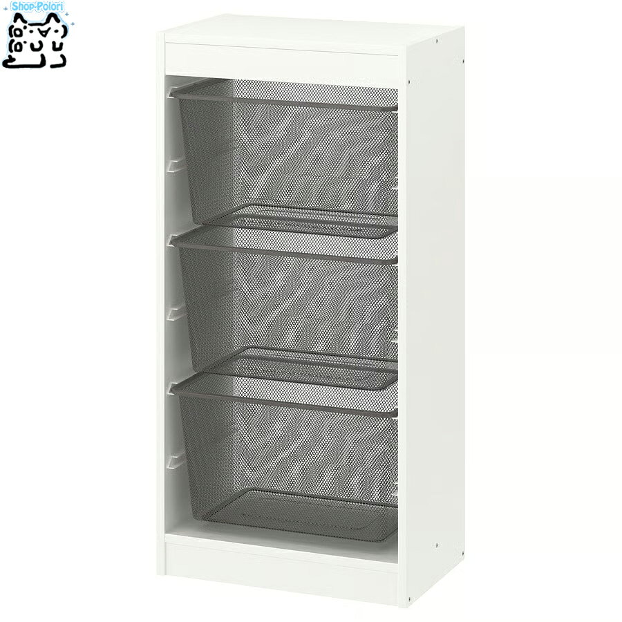 樂天商城 - 【 IKEA - イケア -】ikea チェスト TROFAST -トロファスト- 収納コンビネーション BOX付き 組み合わせ収納 オープン収納 棚 ホワイト / スチールBOX メタルグレー 46x30x95 cm (994.787.19)