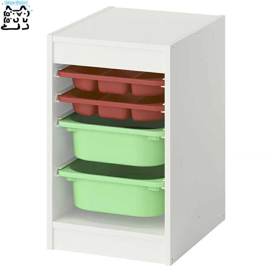 樂天商城 - 【 IKEA - イケア -】TROFAST - トロファスト - 収納コンビネーション BOX付き 組み合わせ収納 オープン収納 棚 / ホワイト / マルチカラーBOX 34x44x56 cm (995.841.78) サイドテーブル