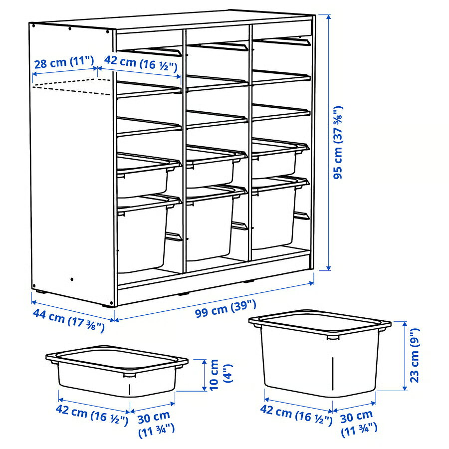 【 IKEA - イケア -】TROFAST - トロファスト - 収納コンビネーション BOX付き 組み合わせ収納 オープン収納 棚 / ホワイト / マルチカラーBOX & 棚板 99x44x95 cm (996.131.09) [2]
