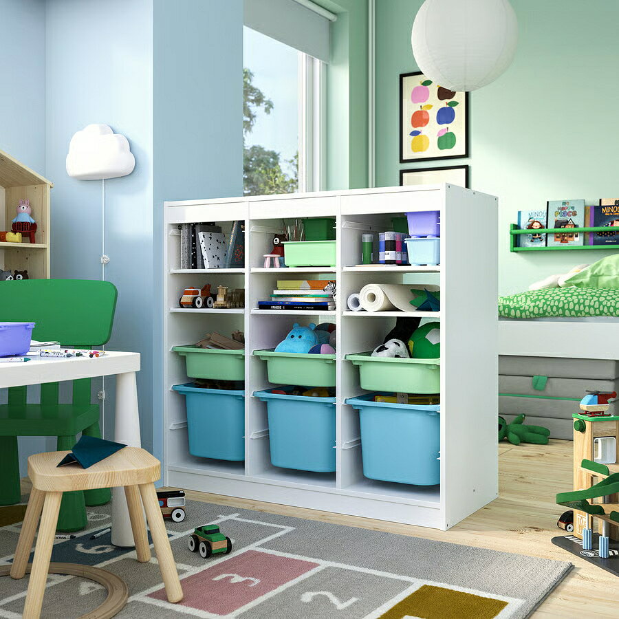 【 IKEA - イケア -】TROFAST - トロファスト - 収納コンビネーション BOX付き 組み合わせ収納 オープン収納 棚 / ホワイト / マルチカラーBOX & 棚板 99x44x95 cm (996.131.09) [3]