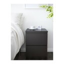 【IKEA -イケア-】MALM-マルム- チェスト（引き出し×2）ベッドサイドテーブル ブラックブラウン 40×55cm (503.546.21)