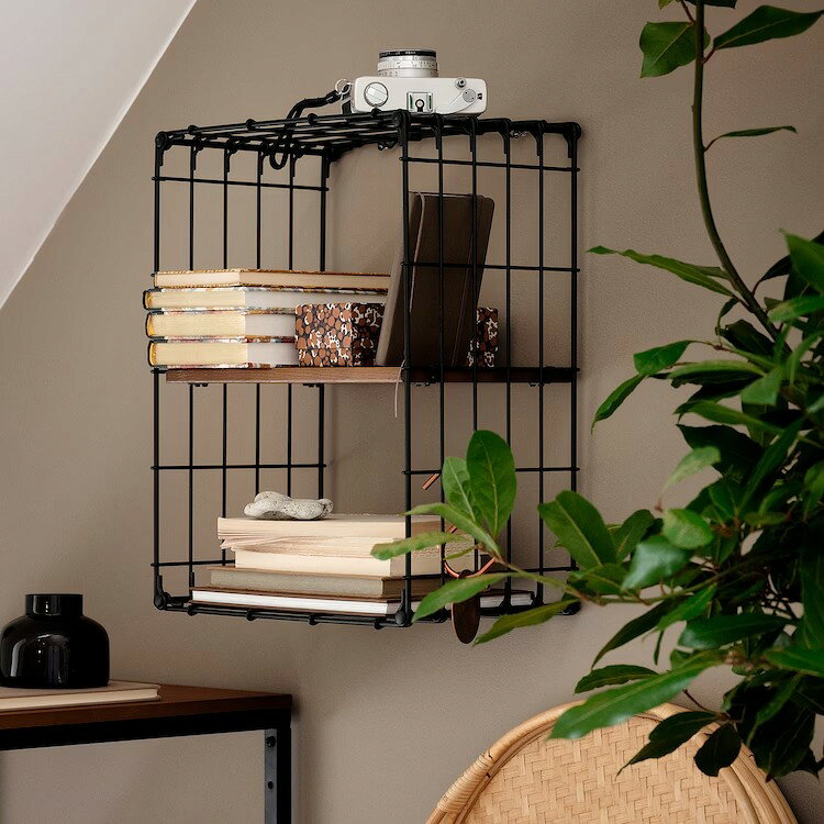 【 IKEA - イケア -】GULLHULT -グルフルト- ウォールシェルフ ブラック/パイン材 アンティーク調 30x40 cm (404.890.22) [2]