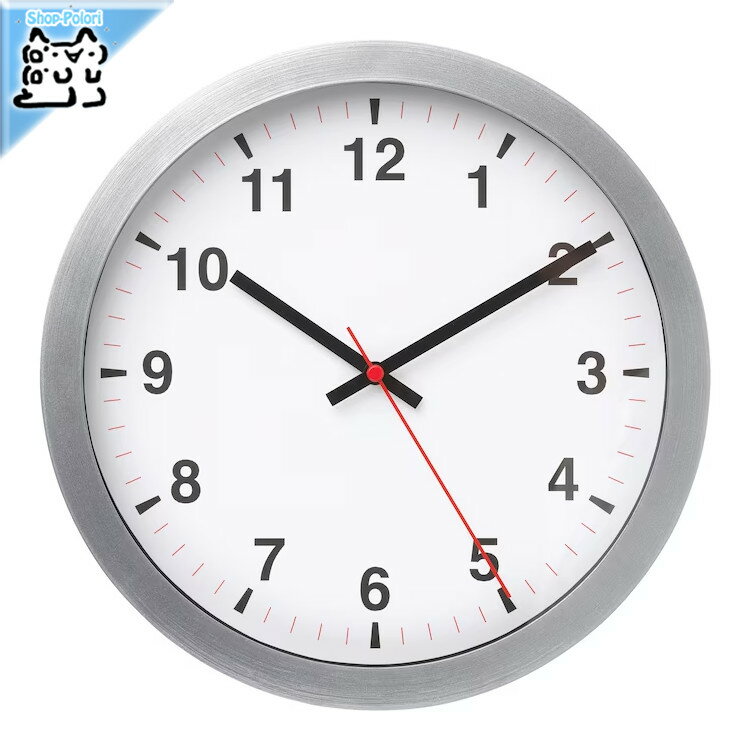 【 IKEA - イケア -】TJALLA -シャッラ- 壁掛け時計 低消費電力/シルバーカラー 28 cm (605.408.83)