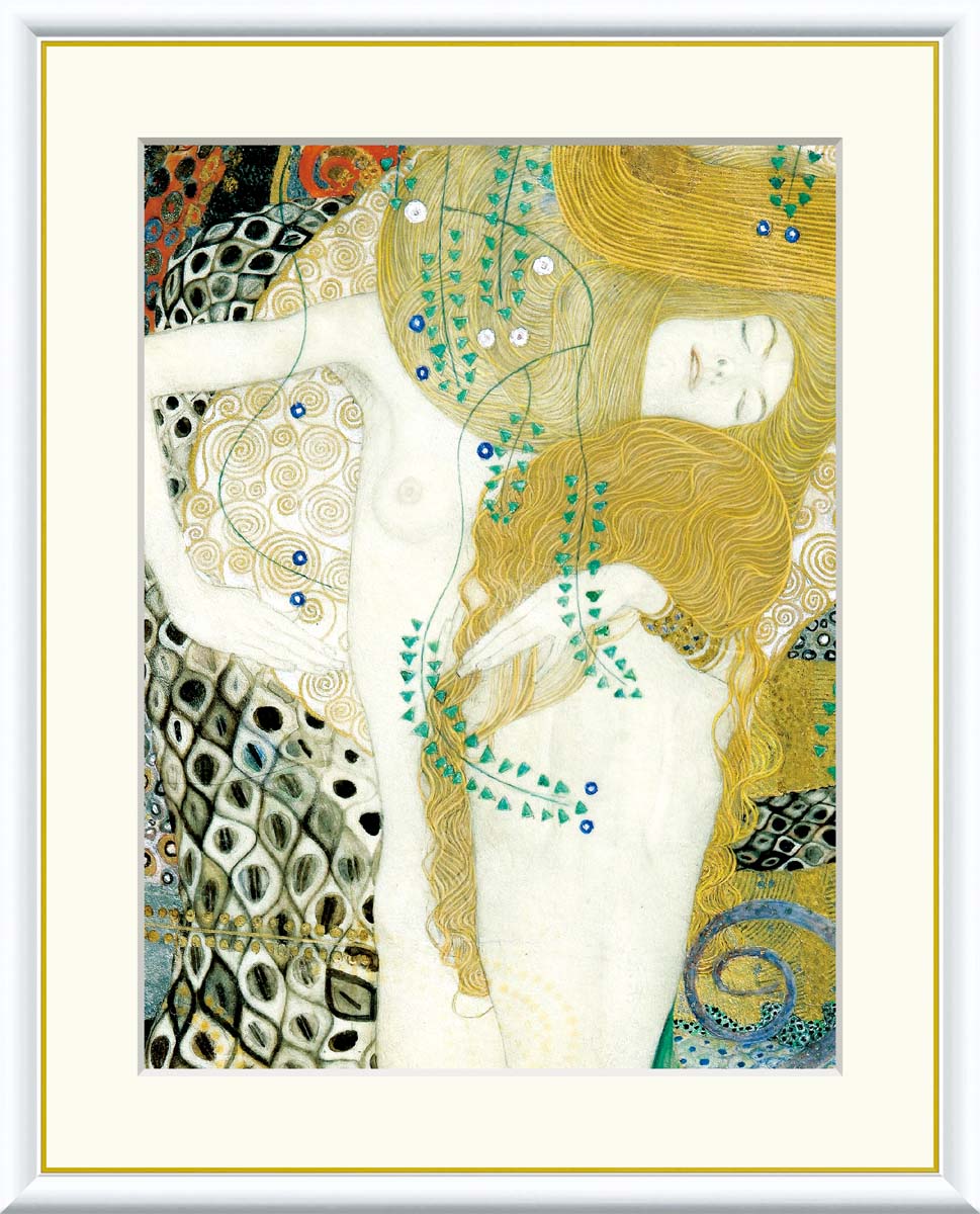 【西洋画・複製画】水蛇cm グスタフ・クリムト 42×34cm F4サイズ 樹脂製フレーム