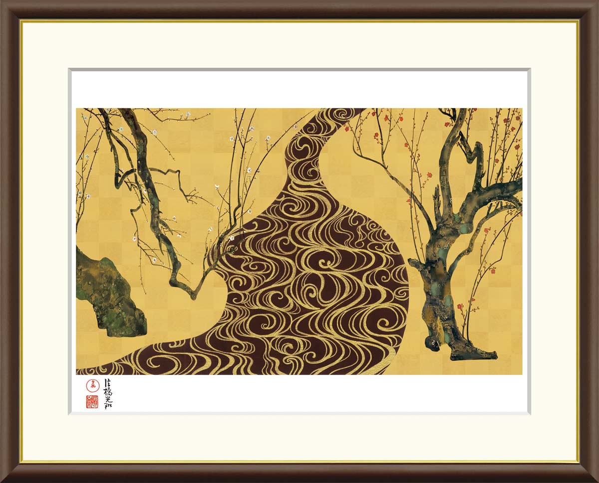有名作家の掛け軸 尾形光琳作 紅白梅図