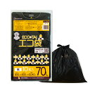 ごみ袋 70リットル 黒 80x90cm 0.040mm厚 10枚x40冊 LN-72eco/ポリ袋 ゴミ袋 エコ袋 平袋 袋 70l ブラック エコマーク付き...