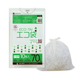 ごみ袋 70リットル 半透明 80x90cm 0.040mm厚 10枚x40冊 LN-74eco/ポリ袋 ゴミ袋 エコ袋 平袋 袋 70l エコマーク付き サンキョウプラテック 送料無料