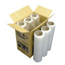【60本】ストレッチフィルム 厚手 透明 500mm幅x300m 25μ 6本x10箱 STR-500-25-10/梱包用フィルム 大型ラップ 手巻きタイプ ク...