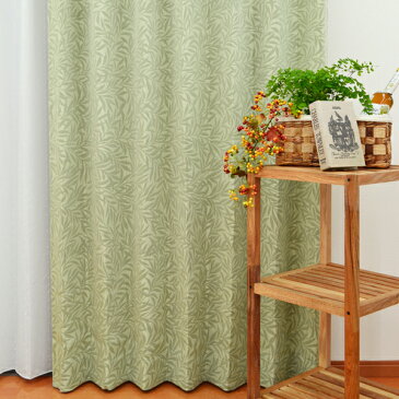 和風 モダンカーテン 「フラム」 こだわり抜いた日本の美♪ オーダーカーテン リーフ 葉 植物柄 涼しい 緑のカーテン 男性 グリーン ブラウン モダン オシャレ オーダーメイド ピッタリサイズ