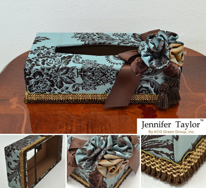 ジェニファーテイラー【送料無料】【カーライル】ティッシュボックス JENNIFER TAYLOR Carlisle グリーン アメリカ カルトナージュ リボン 輸入 ティッシュBOX インテリア ティッシュケース 新生活 [2]