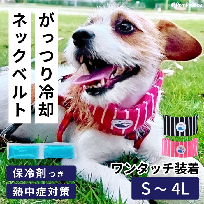 【平日14時までの注文で即発送】犬 クールバンダナ 夏 熱中症対策 バンダナ クールネック 小型犬 中型犬 大型犬 涼しい かわいい ひんやりソフトジェル クールバンダナ 冷えひえボーダー S～4L ポンポリース