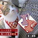 ハーネス 和柄 ペットグッズ ペット用品 猫 ハーネス リード ねこ ハーネス 抜けない 猫用 猫 避難 外出3～4号 猫用リード付スーパー胴輪 矢がすり 