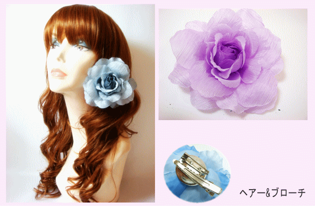POMPADOURのしわプリーツ入りコサージュKS-121　【メール便不可】｜アングル3