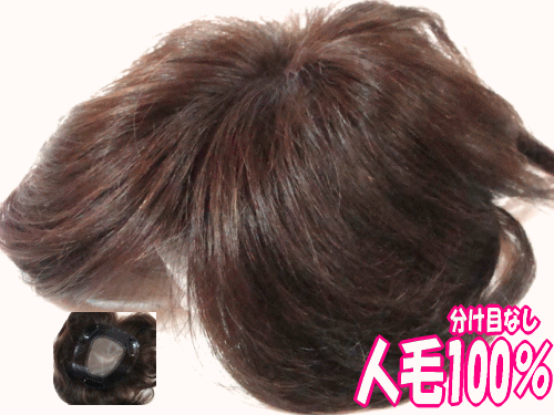 人毛100% 頭頂部分ウィッグ ノンパーマ(ソフトパーマ)方向き 部分かつら 分け目なし(総手植え・地肌付き)ボリュームアップ カバーピース ヘアーピース【メー...
