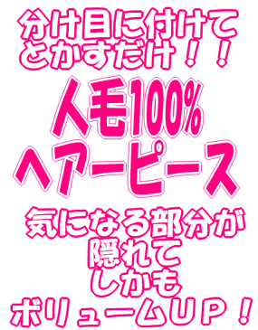 レミー　人毛100% 使用！白髪隠しに人気！ヤングミセスも注目！人毛ウィッグ　ノンパーマ(ソフトパーマ）方向き　部分かつら　ボリュームアップ　カバーピース　ヘアーピース【日本製金具】【メール便可】ヘアピース