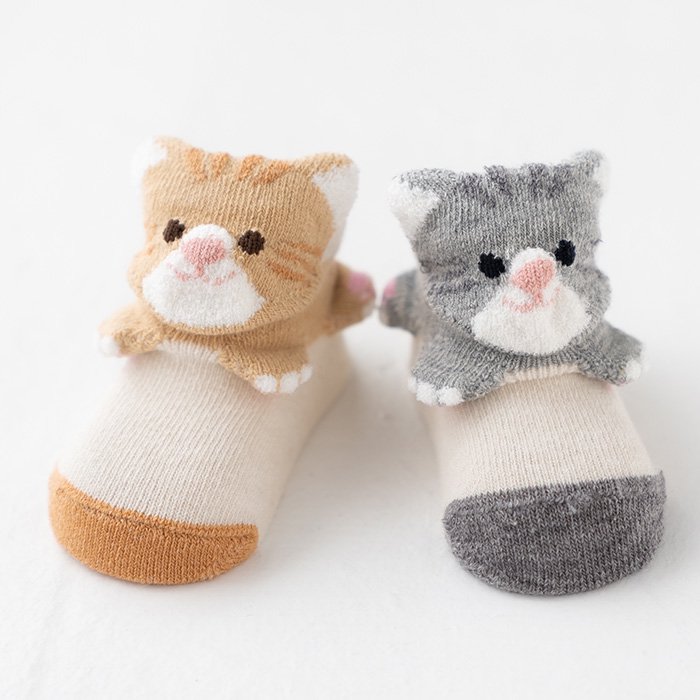 ポプキンズ POP UP SOX ポップアップソックス「ねこ」動物の靴下 適応サイズ 9〜12cm 出産祝い 立体ソックス 3Dソックス POMPKINS 赤ち...