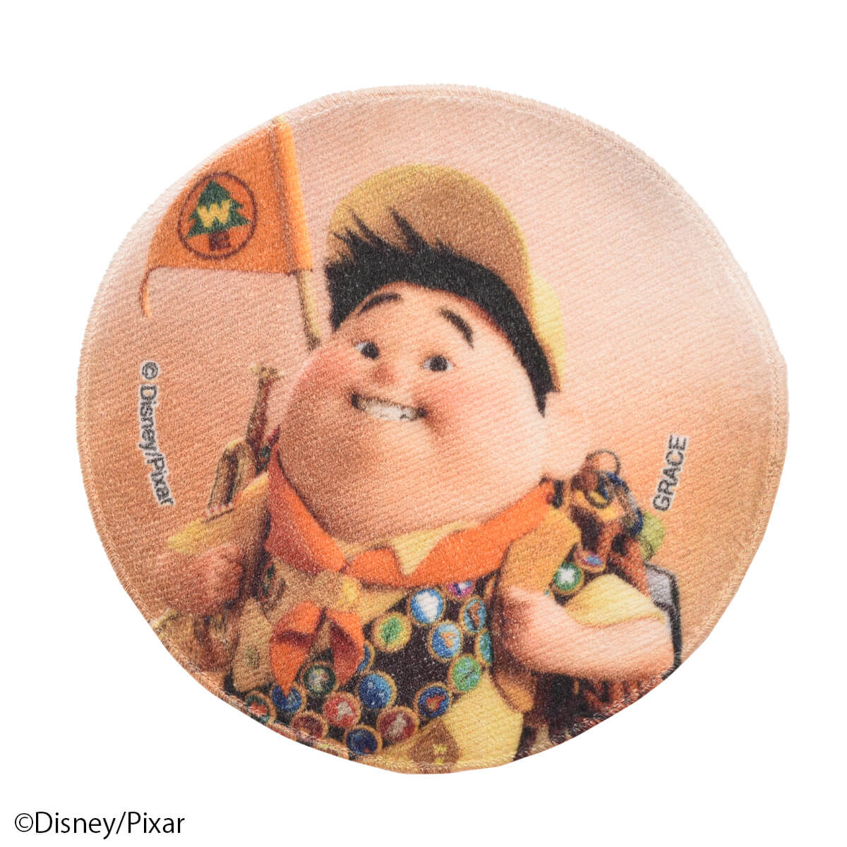 【Disney&Pixar(ディズニー&ピクサー)/カールじいさんの空飛ぶ家】ラッセル/丸型ハンドタオル(PONEYCOMB TOKYO)