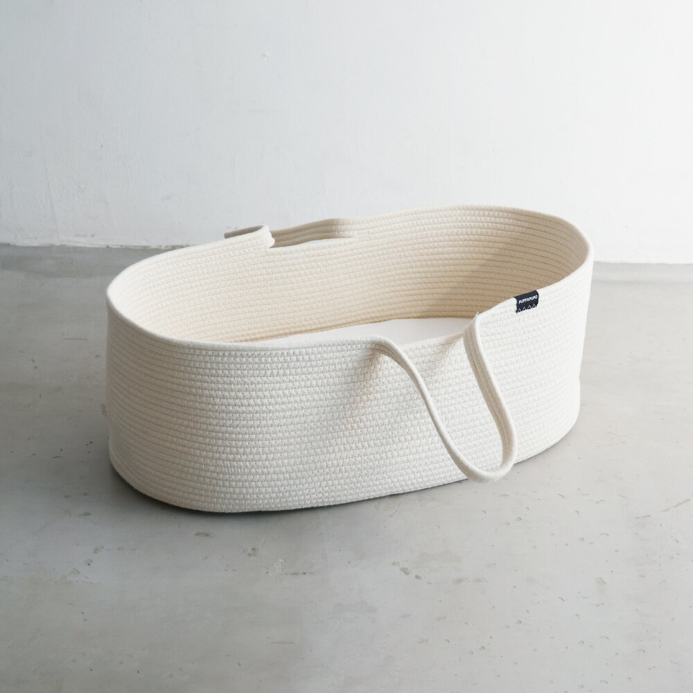 【 P5倍 11/27(木) 01:59まで 】クーファン ロープ編み 敷きマット付き クーハン ベビーキャリー かご ベビー バスケット 赤ちゃん 退院 シンプル 2