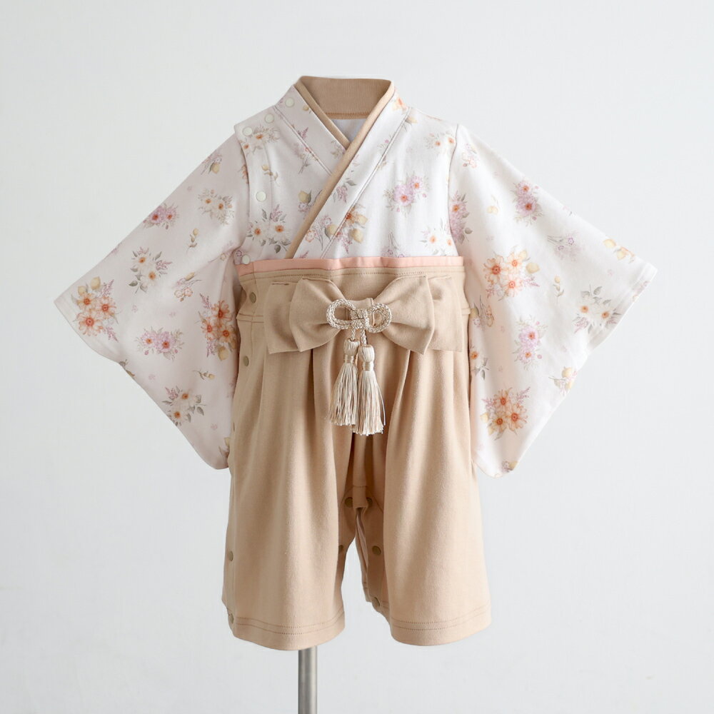 ベビー 袴 ロンパース 綿 和服 男の子 女の子 カバーオール ベビー服 子供服 新生児 ひな祭り お食い初め お宮参り 60 70 80 着物 2