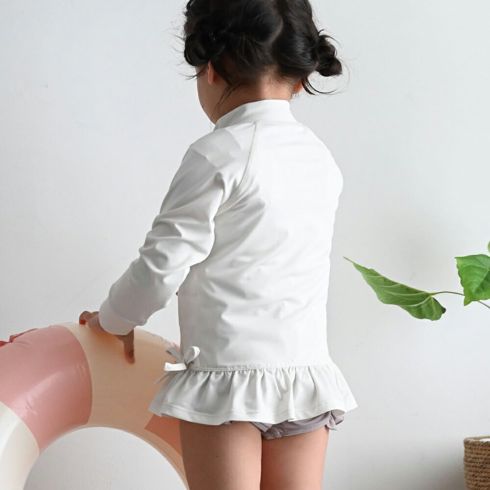 水着 ラッシュガード フリル 女の子 ベビー キッズ ジップアップ フードなし UVカット 紫外線対策 日焼け対策 小学校 幼稚園 保育園 2