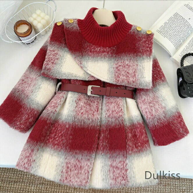 送料無料 2025年新作 女の子 冬コート キッズ ウール風 ボア裏起毛 極厚 保温 高見え イギリス風 入学用