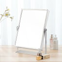 ENAVANT Lサイズ両面鏡 等倍/5倍拡大 四角 長方形 化粧鏡 女優鏡 卓上ミラー スタンドミラー メイクアップ お手入れ 化粧直し 上質 高級ニッケル 高さ23.2幅17cm