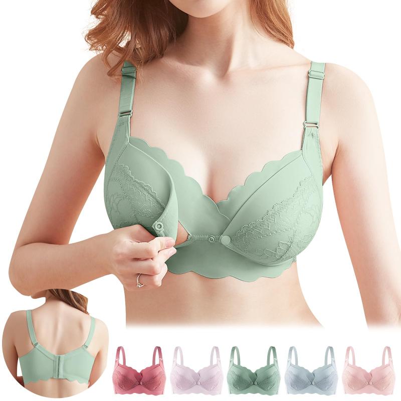 [Allanve] 授乳ブラ マタニティブラ 【崩れ・垂れ解消】【極上の柔らかさ・授乳ラクラク・4段ホックで完璧フィット】 ノンワイヤー ブラジャー ウィンドオープン 前開き 垂れ防止 柔らかい