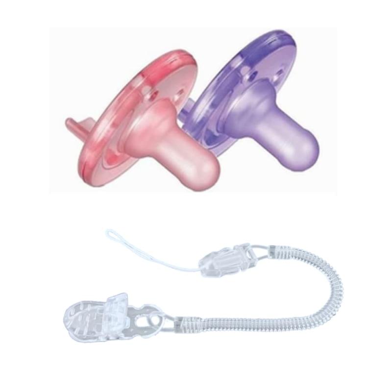 【セット品】フィリップス Avent Soothie Pacifier おしゃぶり 0-3ヶ月用（ピンク＆パープル）2個パッ..