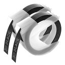 Suminey ダイモ テープ 幅9mm 長さ3m 黒 エンボステープ つやあり ダイモ 3D グロッシーテープ DM0903B dymo tape テープライター テープ 2個入り 互換, のために働くDM20008 DM1595BU DM20008C(3)