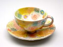 工房ゆずりは 間取黄花紋 コーヒー碗皿 手造り 手描き 瀬戸焼 陶器 母の日 敬老の日 プレゼント 海外へのお土産 ラッピング 無料